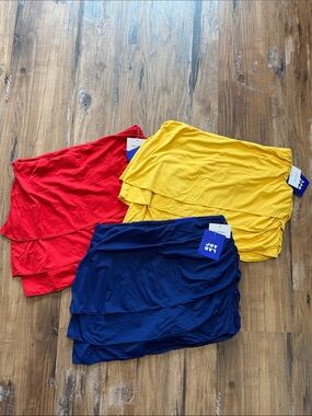 JoyLab Layered Skorts in Red, Yellow, and Navy